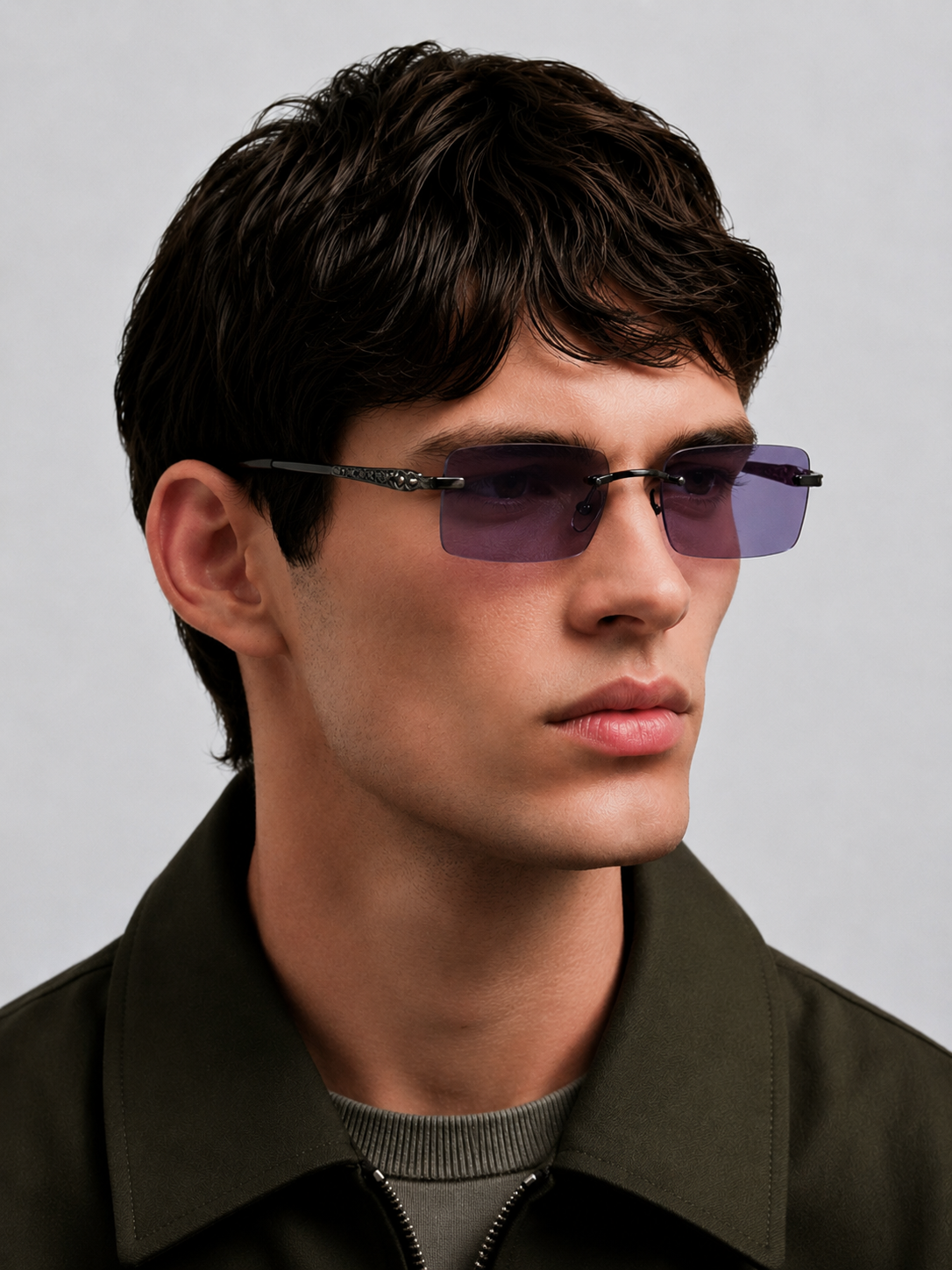 POVA Aero – Rimless Sunglasses, Purple Lens