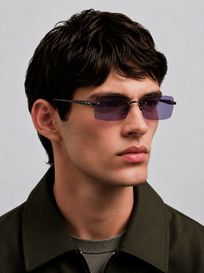 POVA Aero – Rimless Sunglasses, Purple Lens