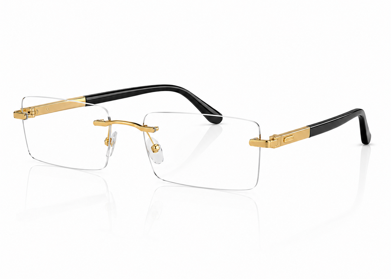 POVA Aero – Rimless Sunglasses, Gold Frame
